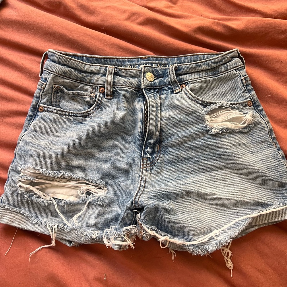 American Eagle Outfitters Blue Jean Shorts Distressed Cut-Offs